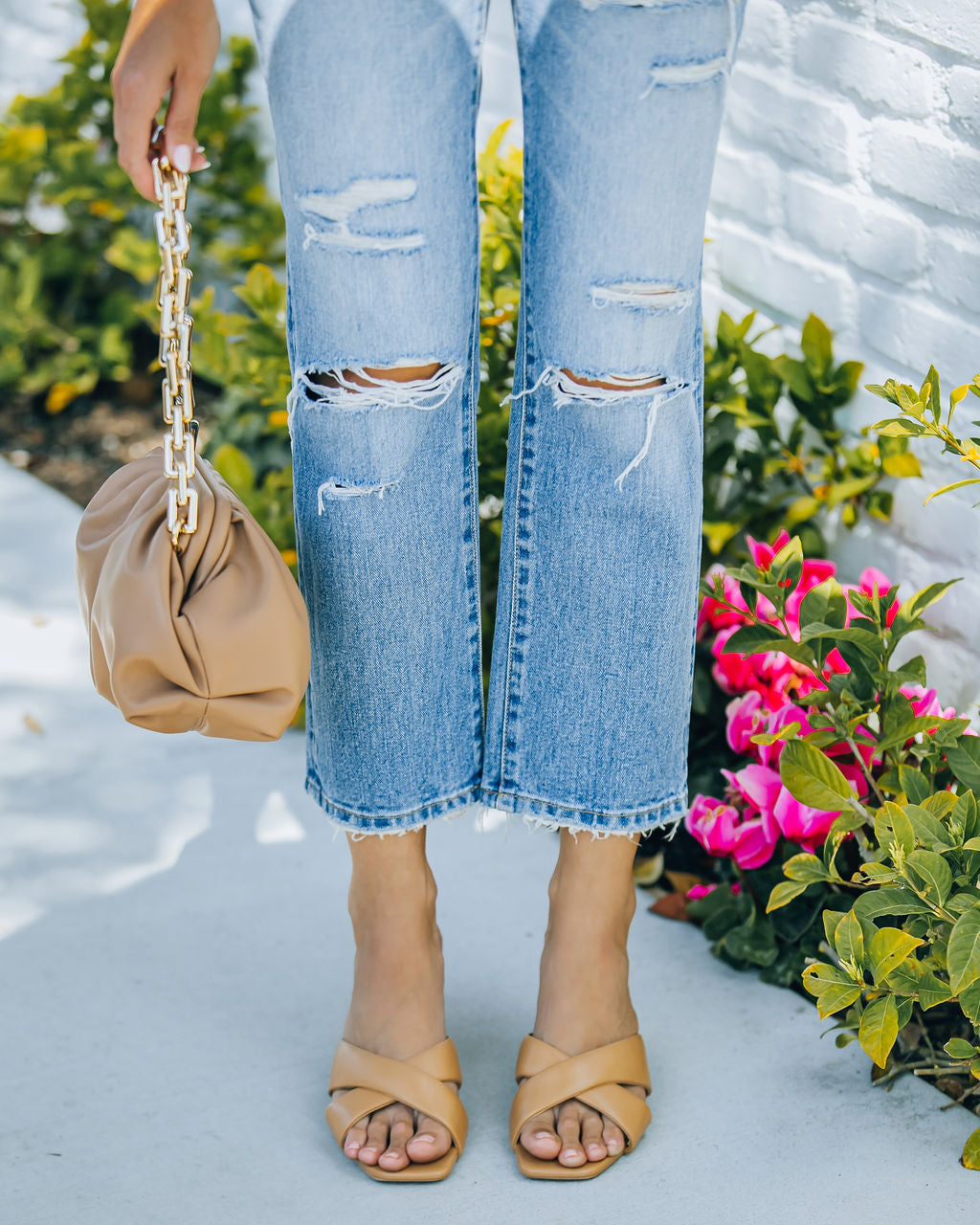 Twiggy Criss Cross Heeled Sandal - Tan - FINAL SALE