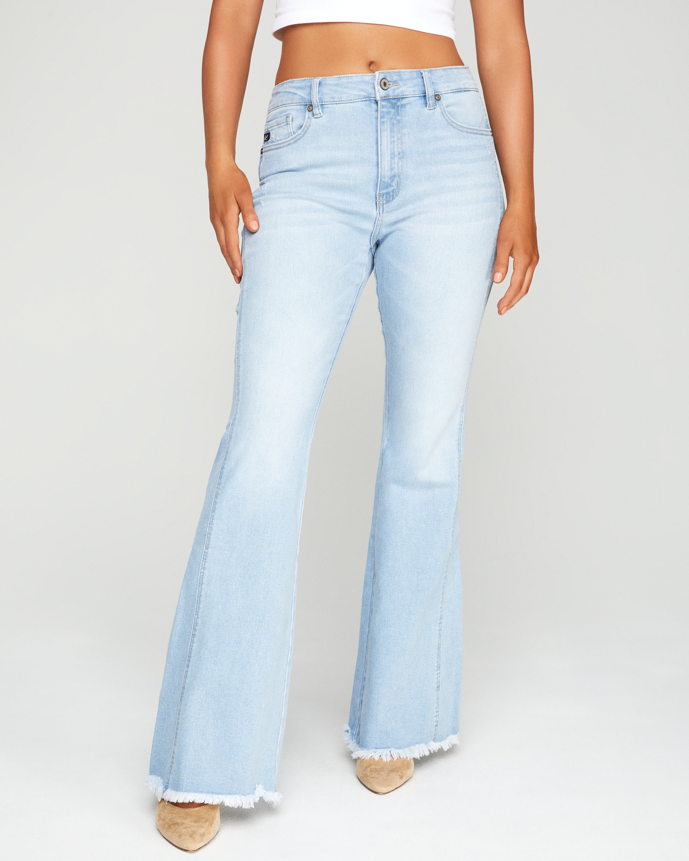 Annika High Rise Bell Bottom Frayed Denim - FINAL SALE