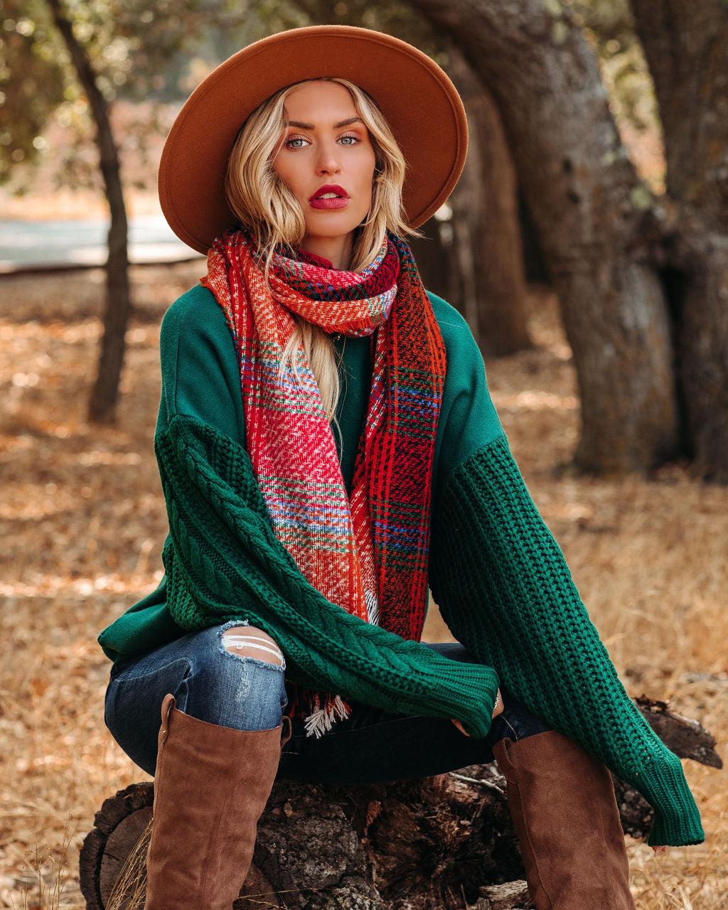 Spiced Plaid Blanket Scarf