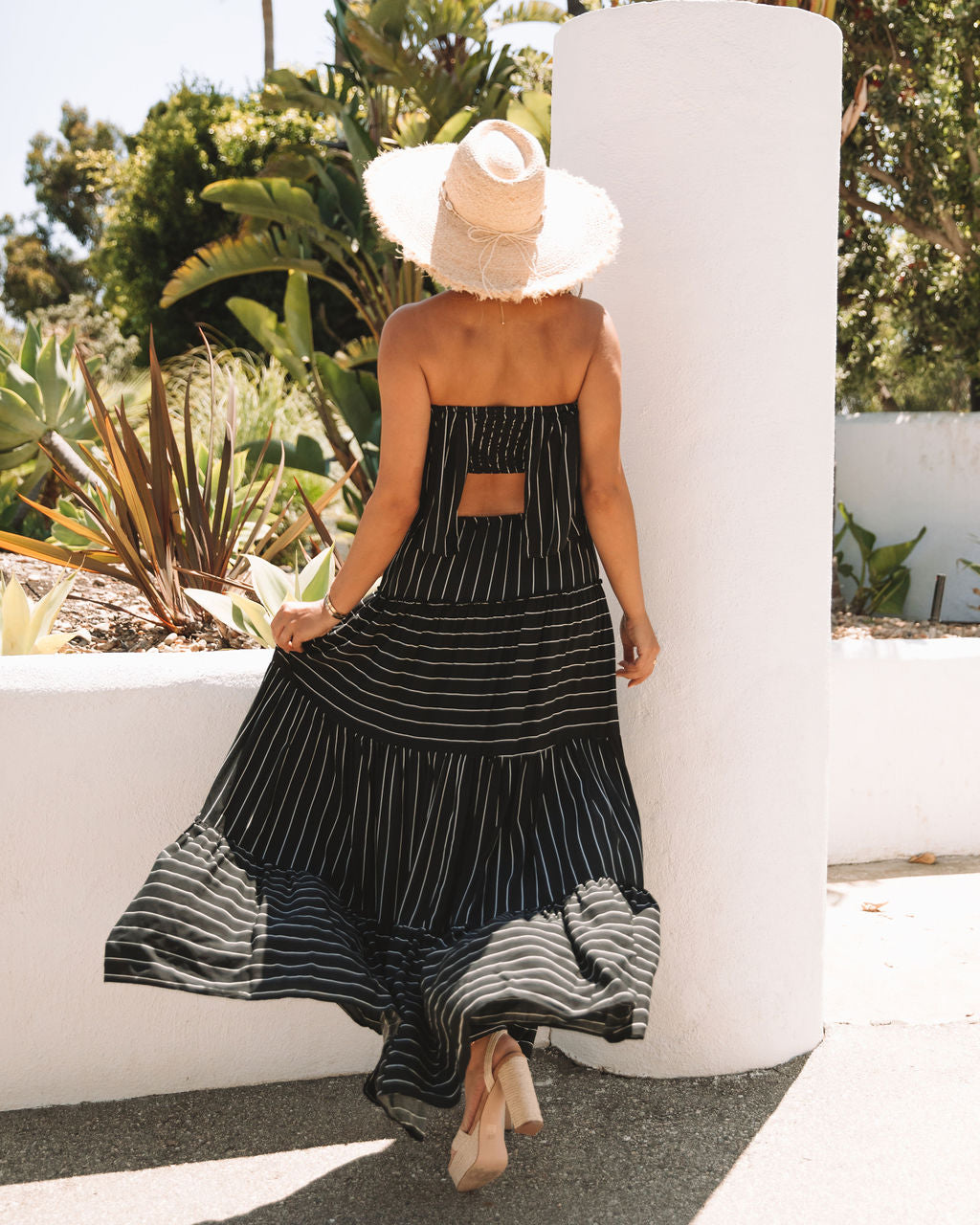 Janai Strapless Striped Maxi Dress - Black - FINAL SALE