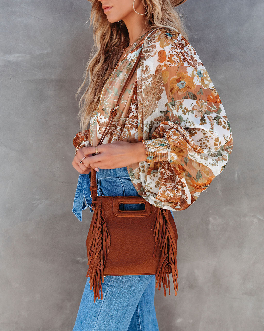 Aria Fringe Crossbody Bag - Tan