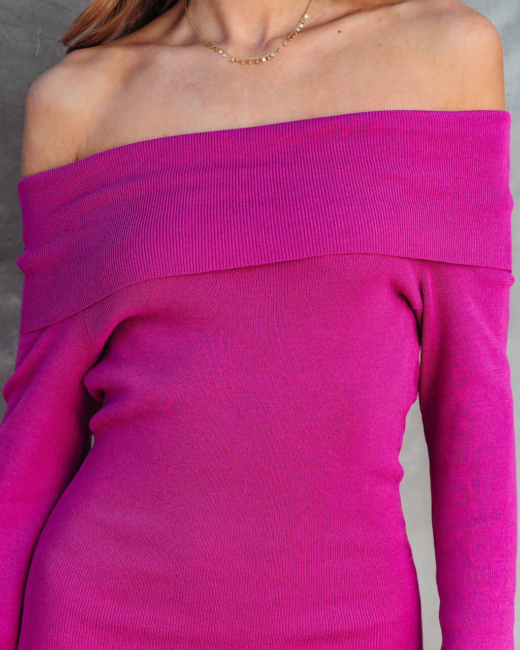 Roxette Ribbed Off The Shoulder Midi Dress - Orchid