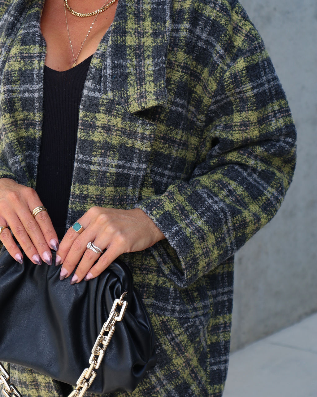 Please Stand Up Pocketed Plaid Coat