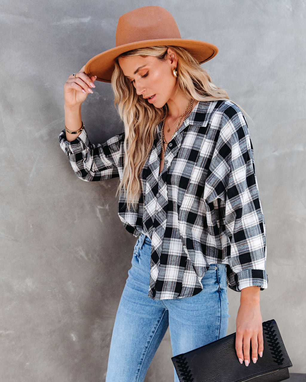 Archer Plaid Cotton Button Down Top - SALE