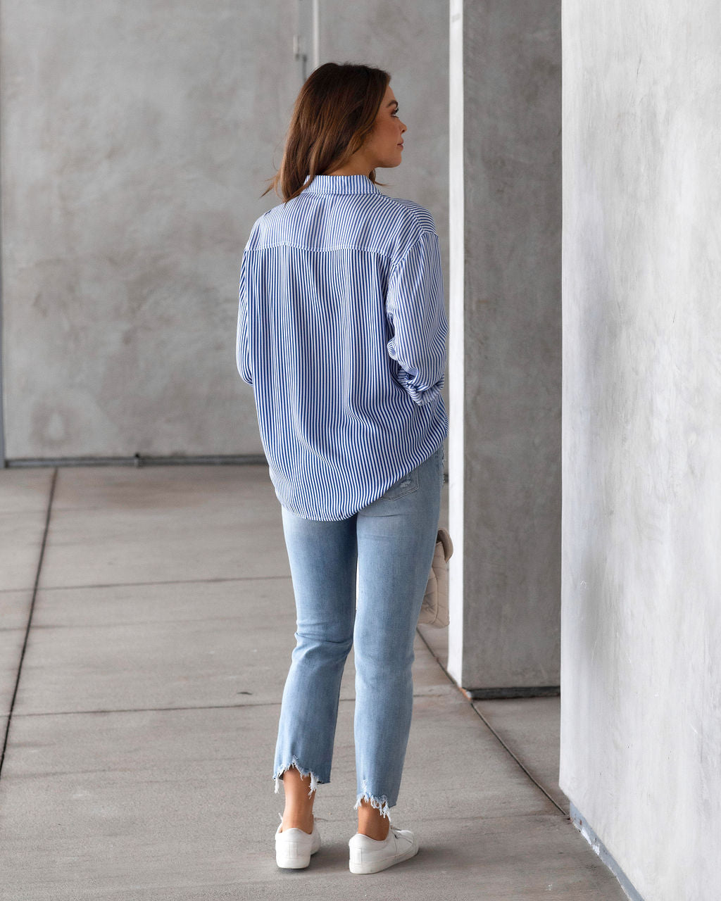 Workflow Striped Button Down Top - FINAL SALE