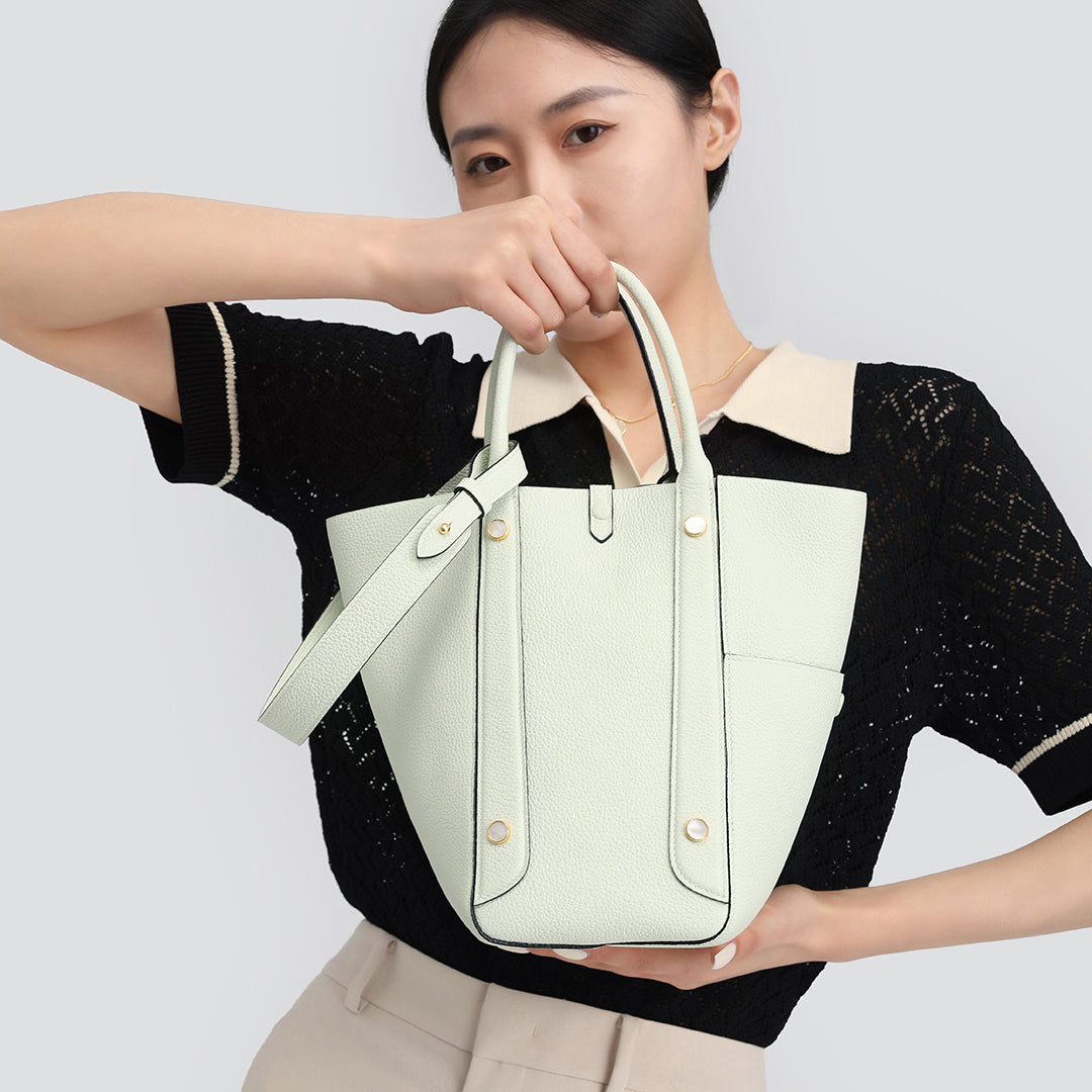 Handmade Light Green TOGO Leather Picotin Tote Bag