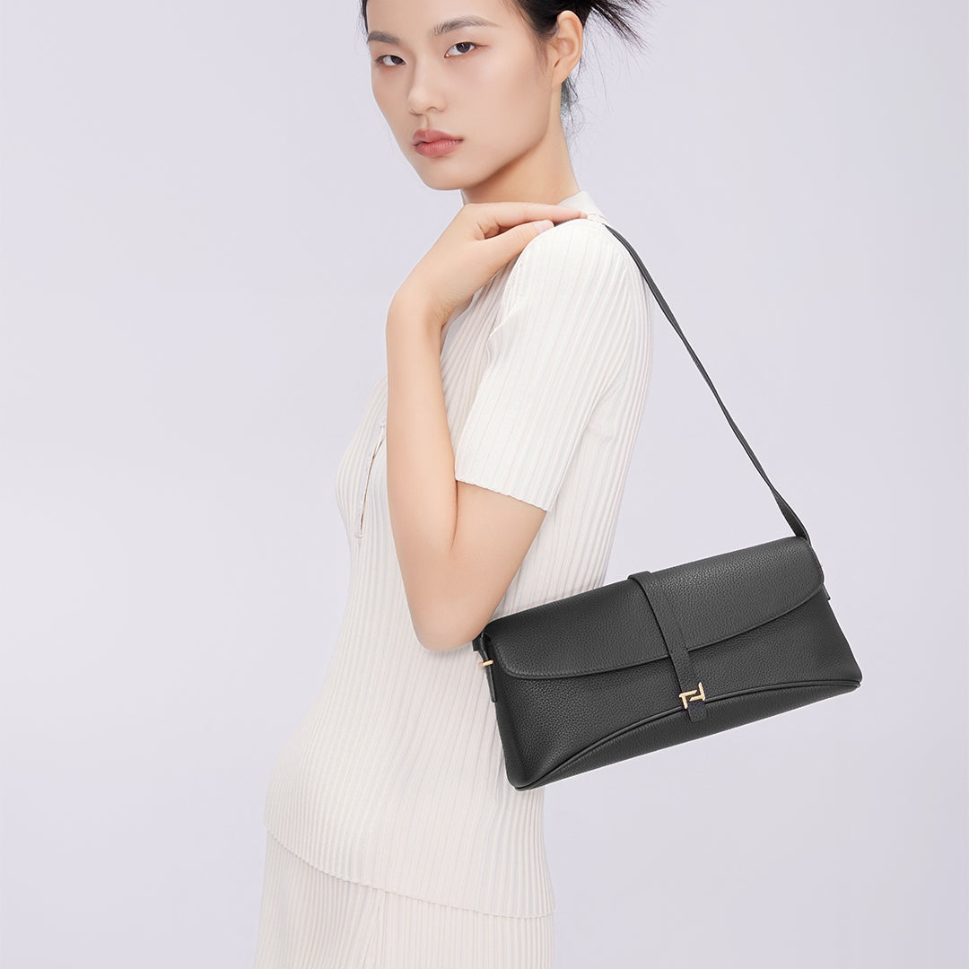 Handmade Black TOGO Leather Shoulder Bag