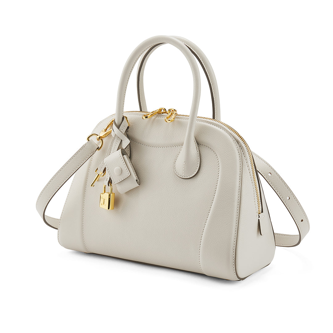 Handmade Cream White EVE Leather Dome Shell Tote Bags